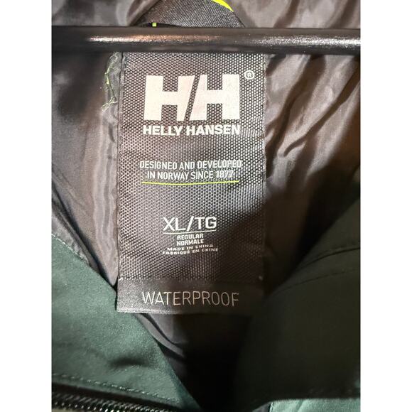 Helly Hansen Women Green Long Aspire Rain Jacket XL Waterproof Vented Reflective - Picture 8 of 13